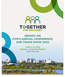 Cover of the Report on FCM’s Annual Conference and Trade Show 2022, picturing the City of Regina skyline