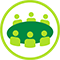 Icône d’un groupe de personnes assises autour d’une table verte