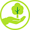 Icon of a hand holding a tree 