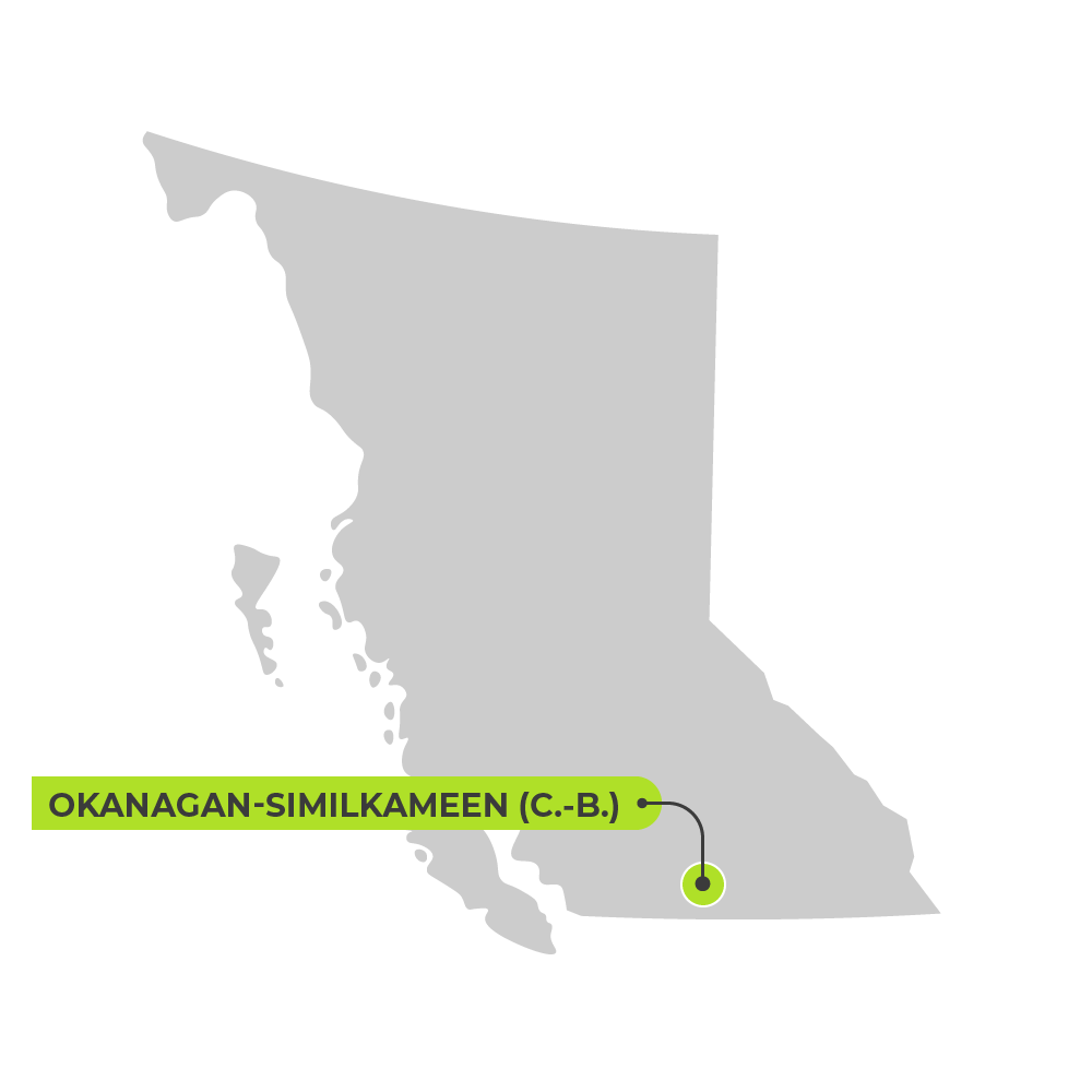 Carte de BC avec Okanagan-Similkameen