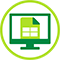 Icon of a computer with an excel table open