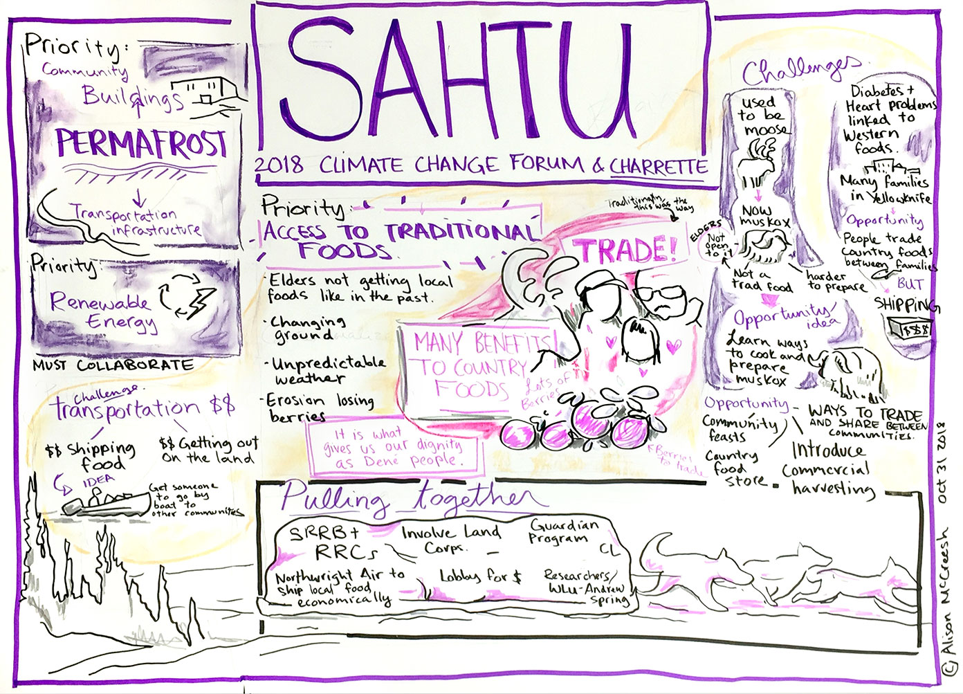 Charrette depicting the Sahtu Region’s climate priorities. Credit: Alison McCreesh