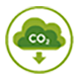 Icon representing reduction in carbon dioxide 