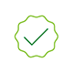 A dark-green checkmark sits inside a light-green crimped circle.