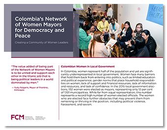 Report cover for the case study about Colombia’s Network of Women Mayors for Democracy and Peace