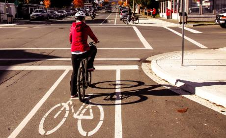 Cyclist using a bike lane